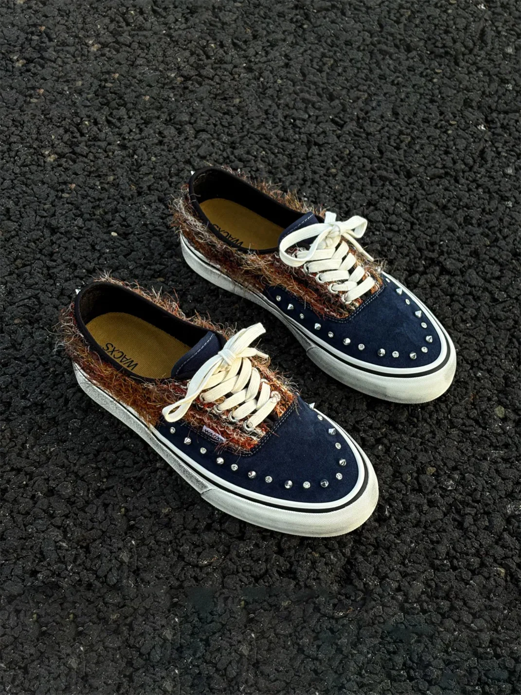 ZDZZFT | Studded Rhinestone Suede Low Top Sneakers