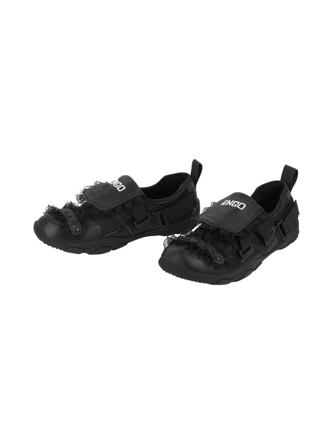 Enqo | Black Lace Strap Ballet Sneakers