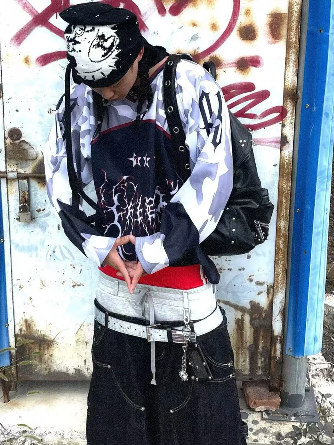 FromTheErebus | Sanskrit Print Camouflage Long Sleeve Hockey Jersey