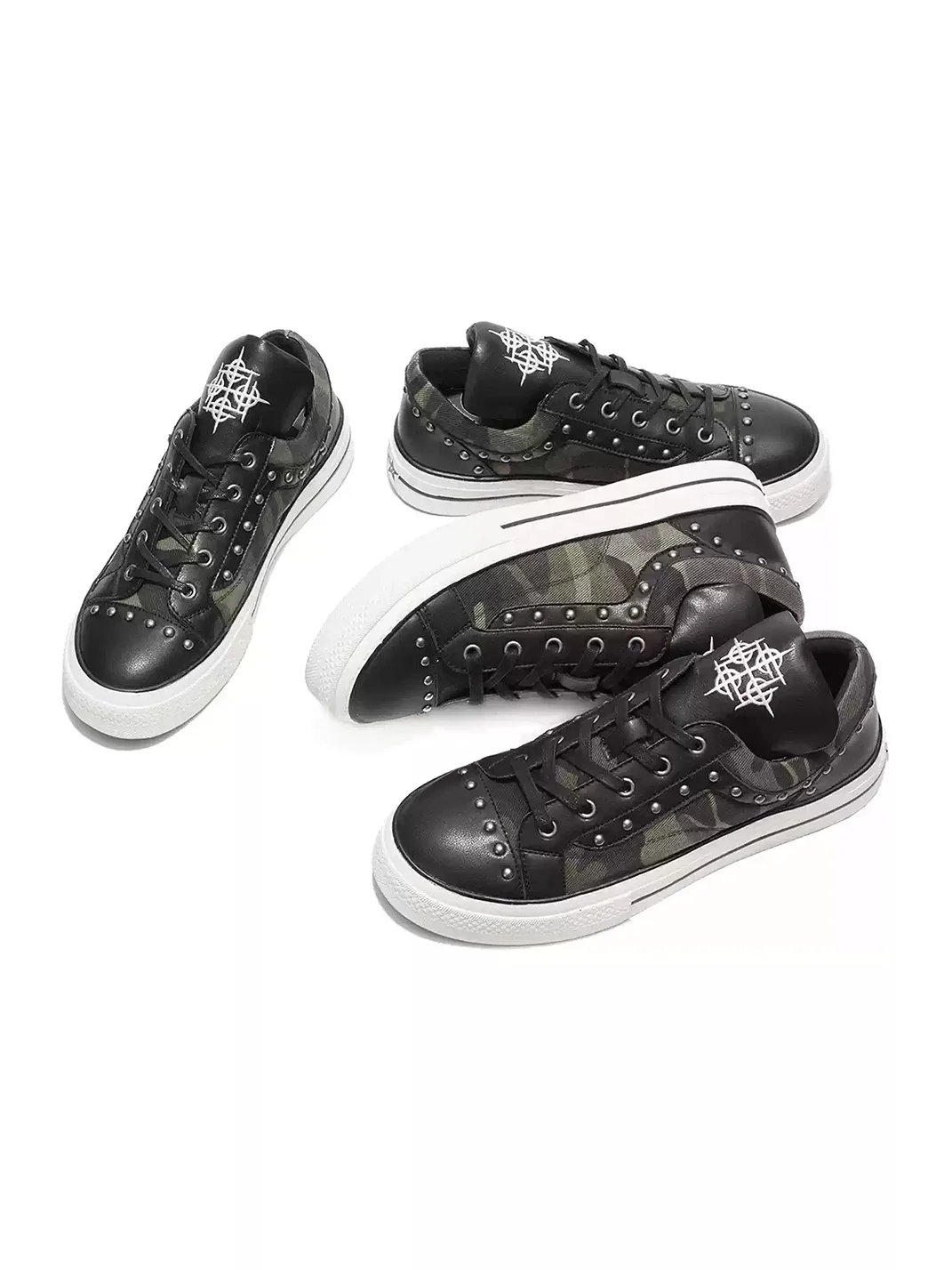 DETW | Camouflage Studded Platform Low Top Sneakers