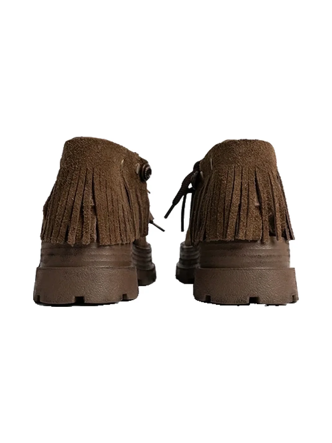 ZHUDAGE | Vintage Fringed Foldover Platform Ankle Boots