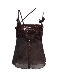 Flowers birds Market | Detachable Bandeau Printed Chiffon Tank Top