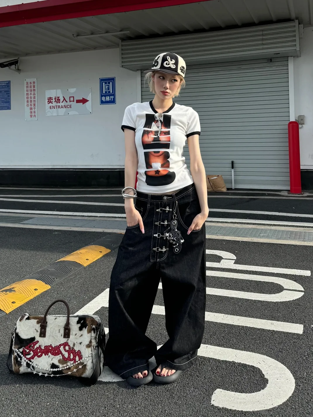 SevenJss | Large Cow Print Travel Duffel Bag