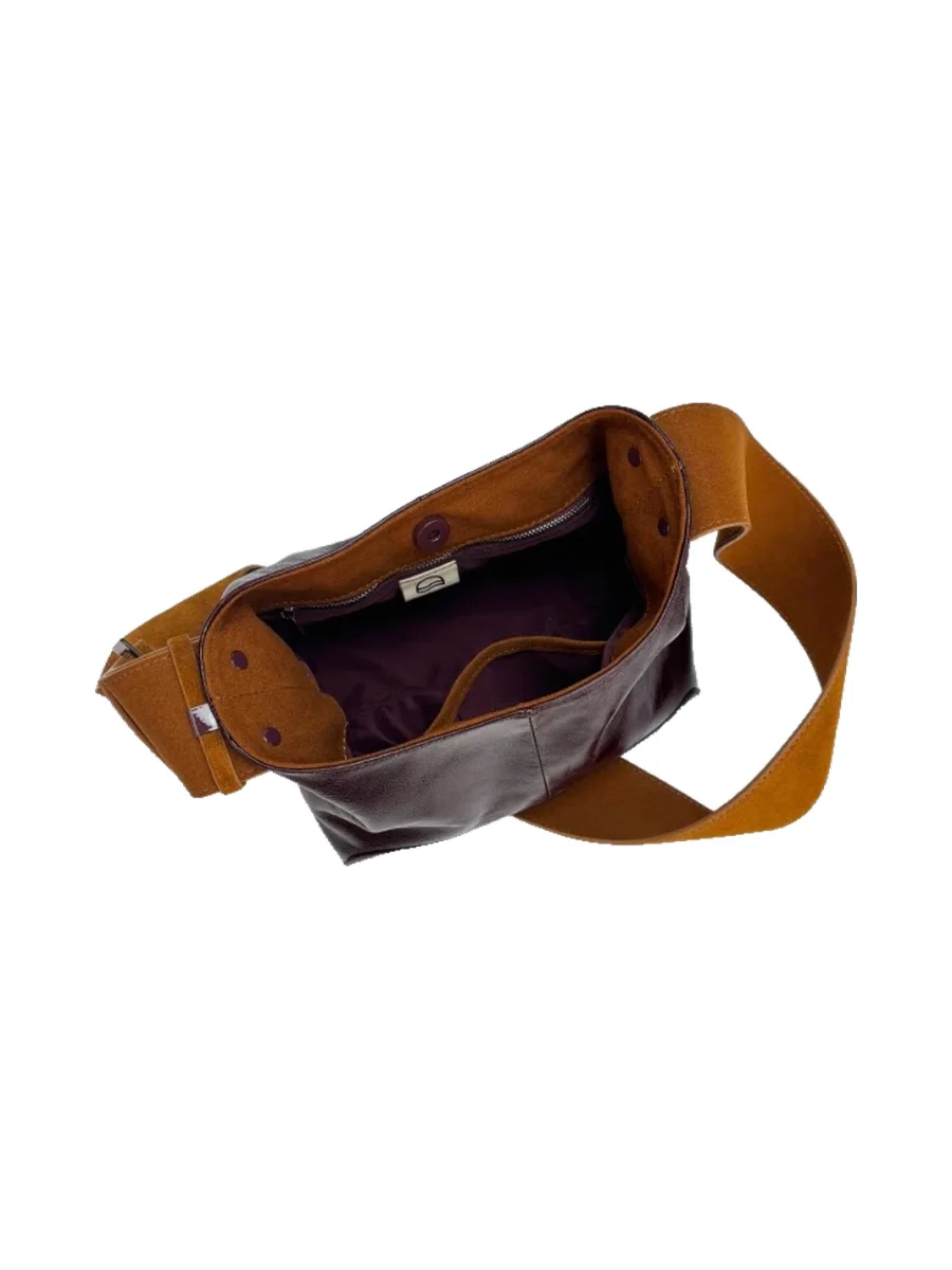 SpicyCapSoul | Leather And Suede Hobo Crossbody Bag - 2