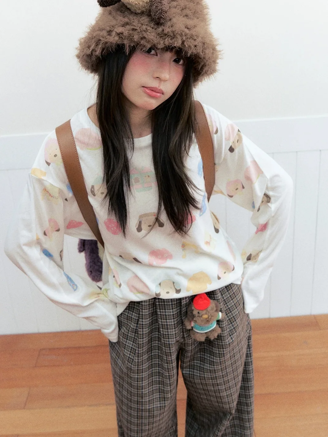 OhTODOG | Loose Dog Print Long Sleeve T-Shirt