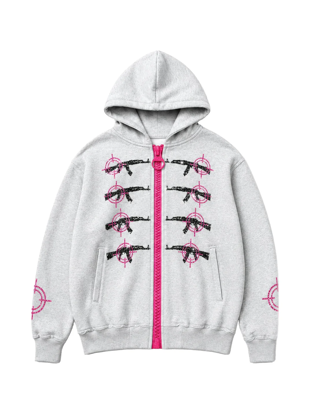PAIKI | Punk Gun Graphic Zip-Up Hoodie