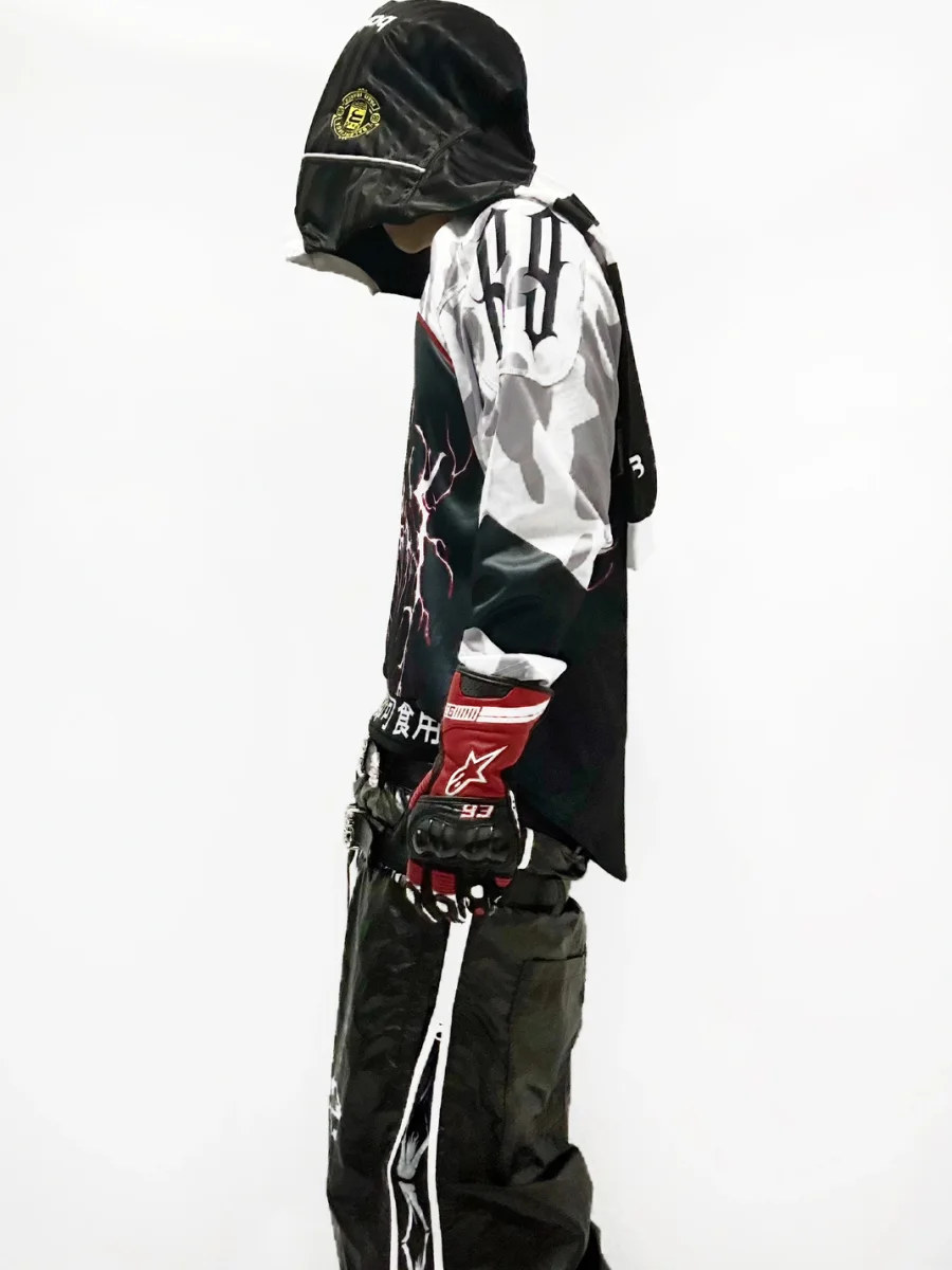 FromTheErebus | Sanskrit Print Camouflage Long Sleeve Hockey Jersey - 2