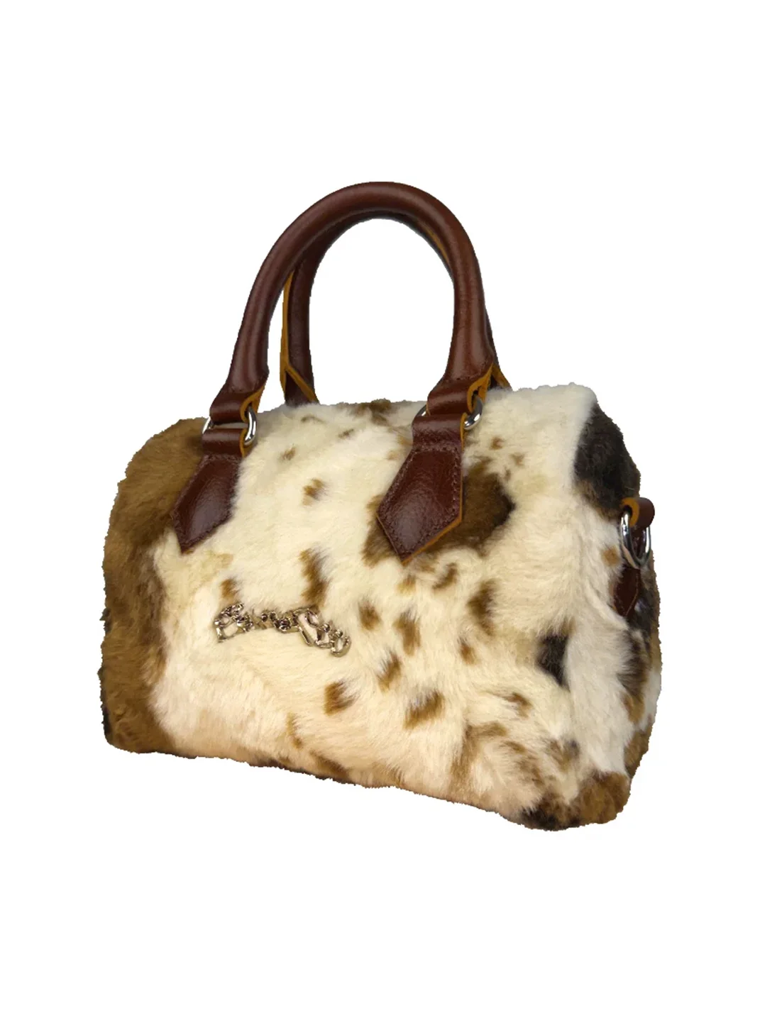 SevenJss | Cow Print Plush Bucket Crossbody Handbag