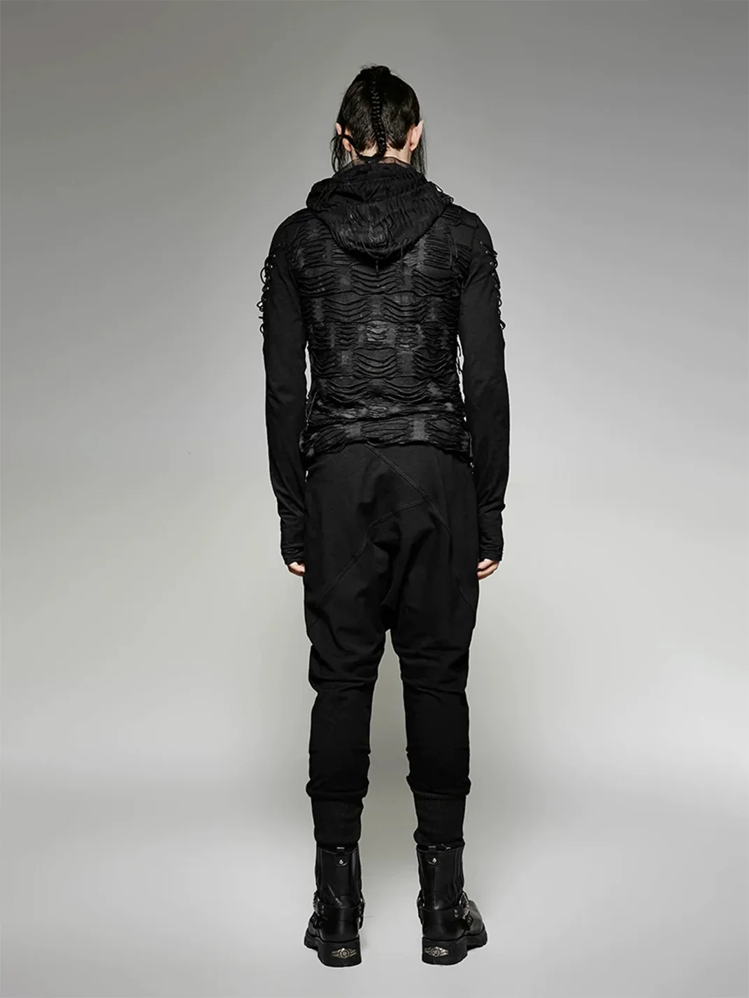 GTLLT | Gothic Distressed Hooded Long Sleeve T-Shirt