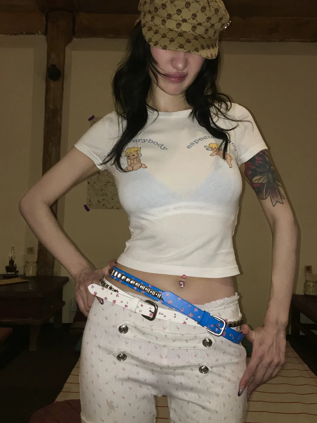 FOURFORTY | Studded Floral Belt