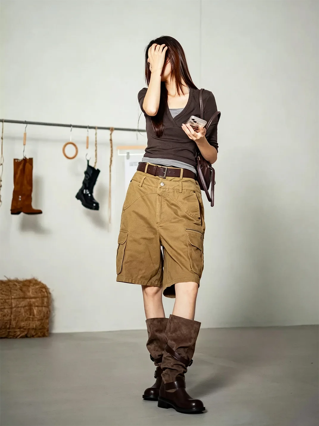 MIAOLV | Retro Buckle Slouchy Rider Boots
