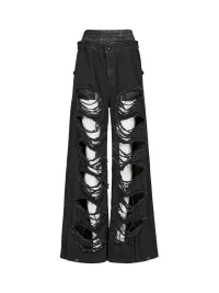 GTLLT | Punk Ripped Wide-Leg Denim Pants