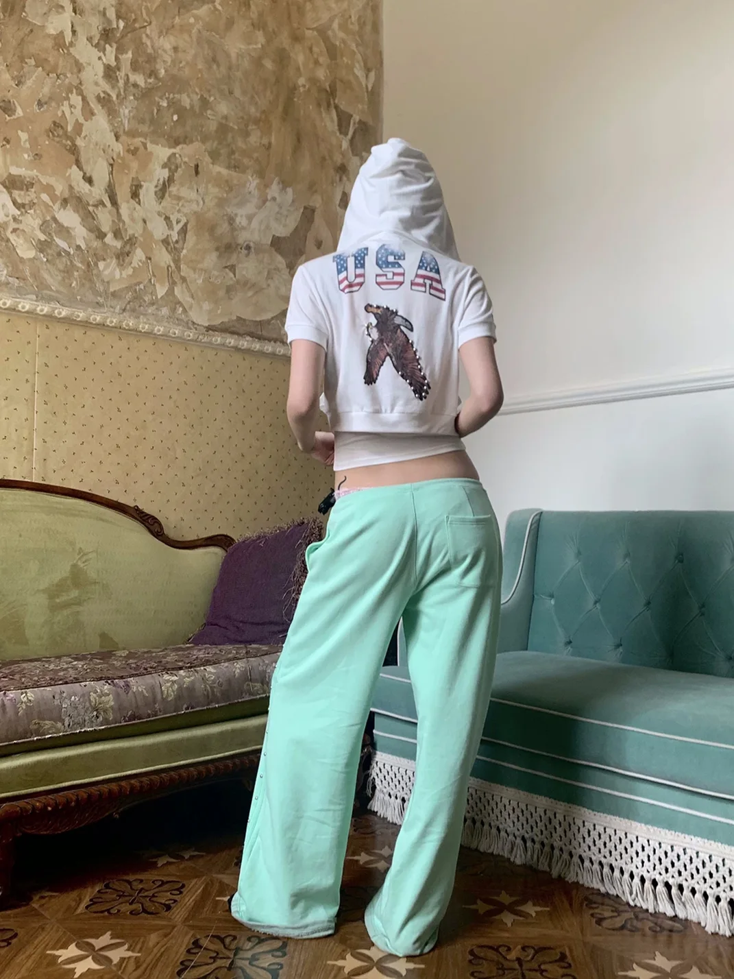 FOURFORTY | Studded Wide-Leg Drawstring Sweatpants