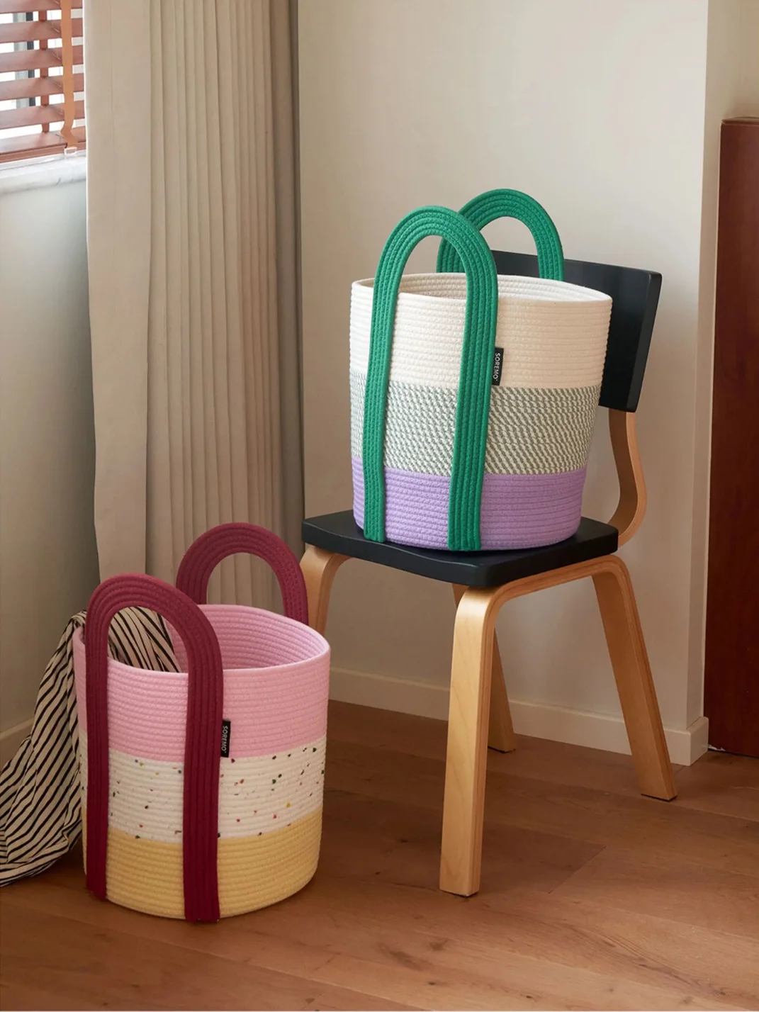 SOREMO | Color Block Woven Laundry Storage Basket