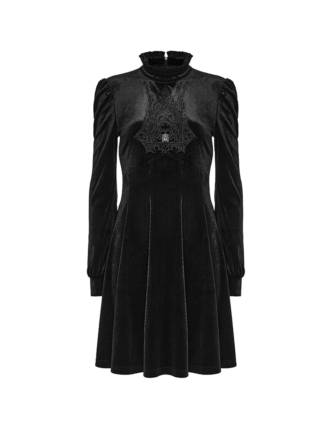 GTLLT | Gothic Cathedral Embroidered Velvet A-Line Dress