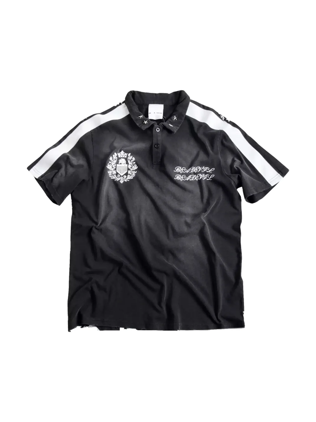 BE A DEVIL | British Flag Horse Print Cropped Polo Shirt