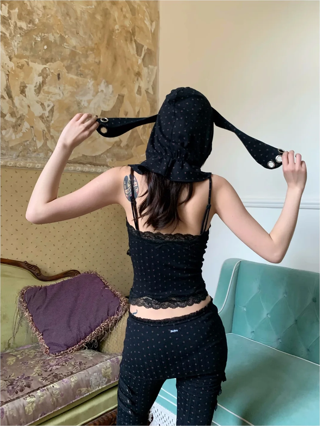 FOURFORTY | Floral Lace Trim Button Cami Top