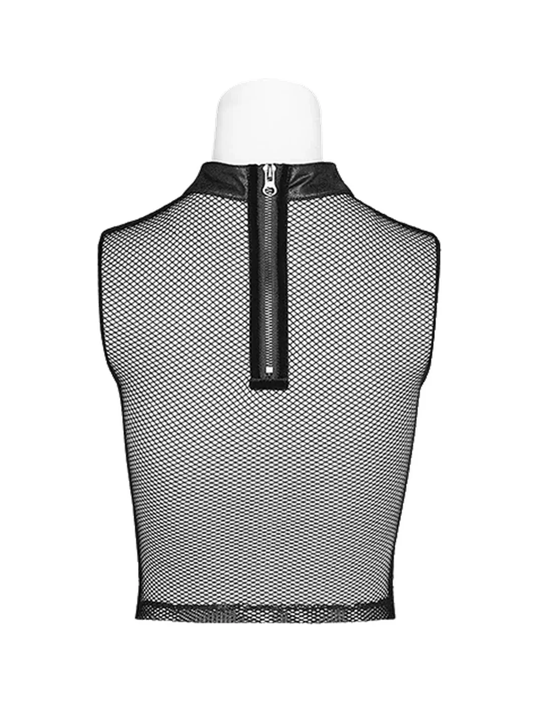 GTLLT | Punk Sleeveless Cropped Mesh Panel Top