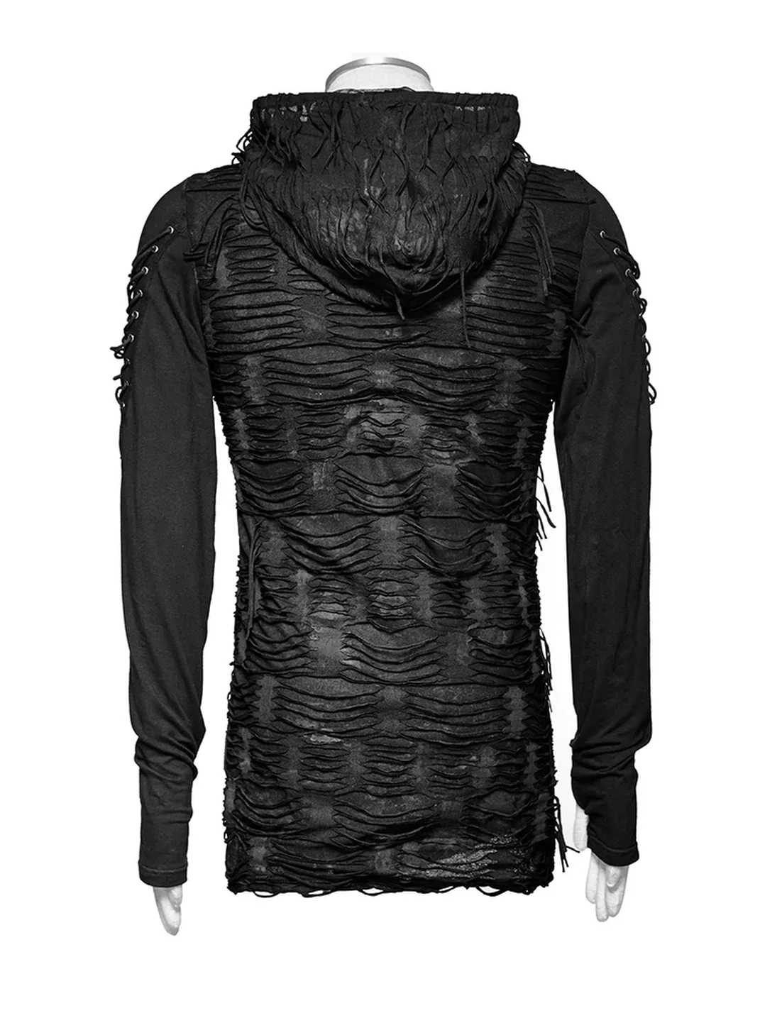 GTLLT | Gothic Distressed Hooded Long Sleeve T-Shirt