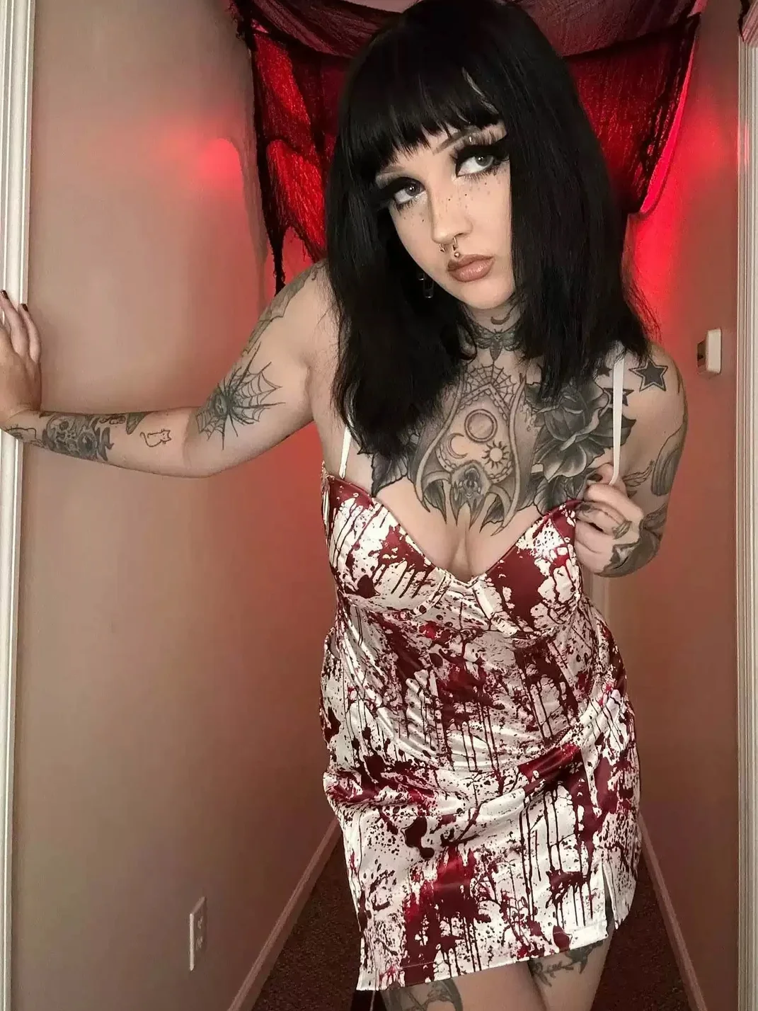 TDHHDXXG | Blood Splatter Satin Mini Skirt