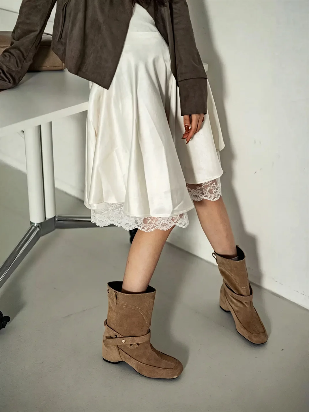 MIAOLV | Retro Buckle Western Ankle Boots