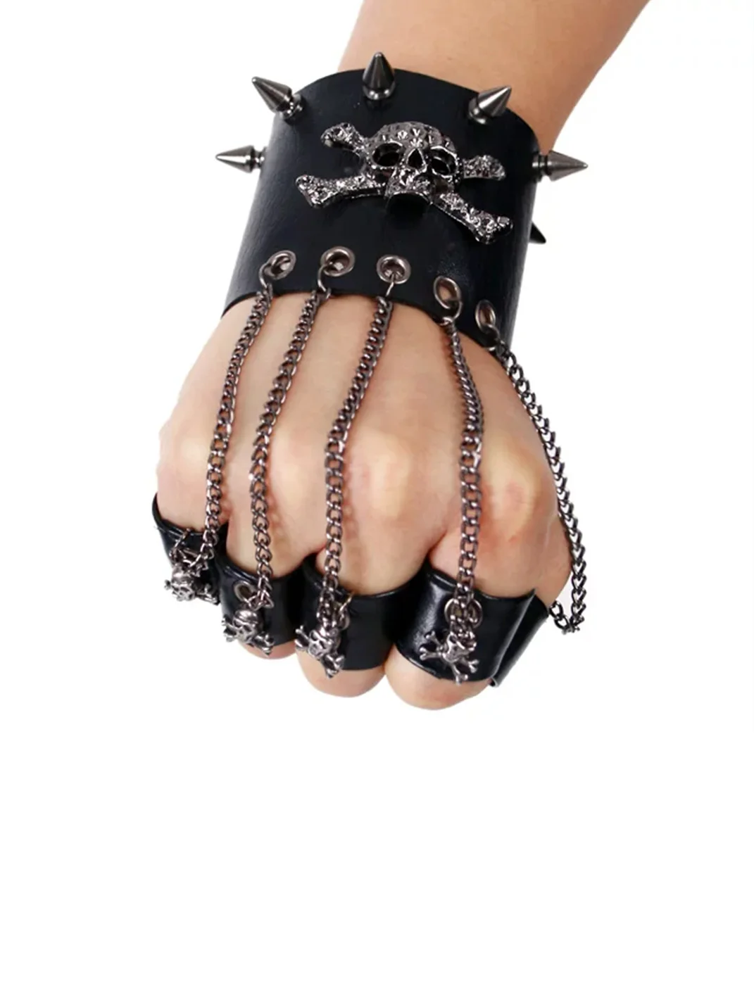 GTLLT | Punk Skull Five-Finger Chain Glove
