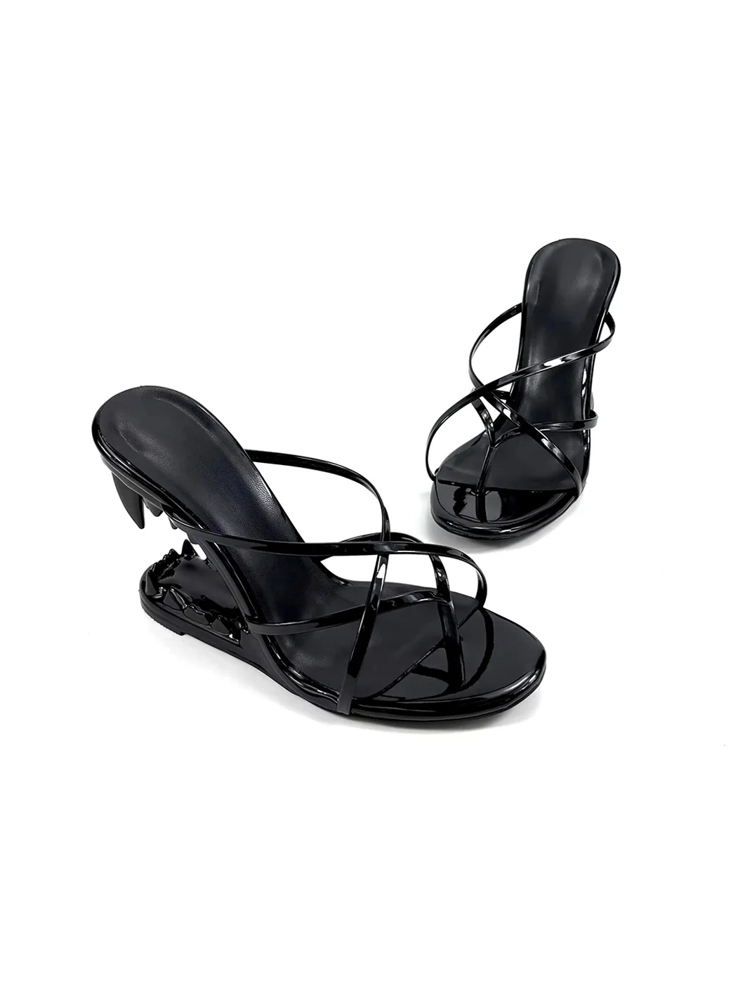 Dolly Bae | Fang Sculptural Wedge Thong Sandals