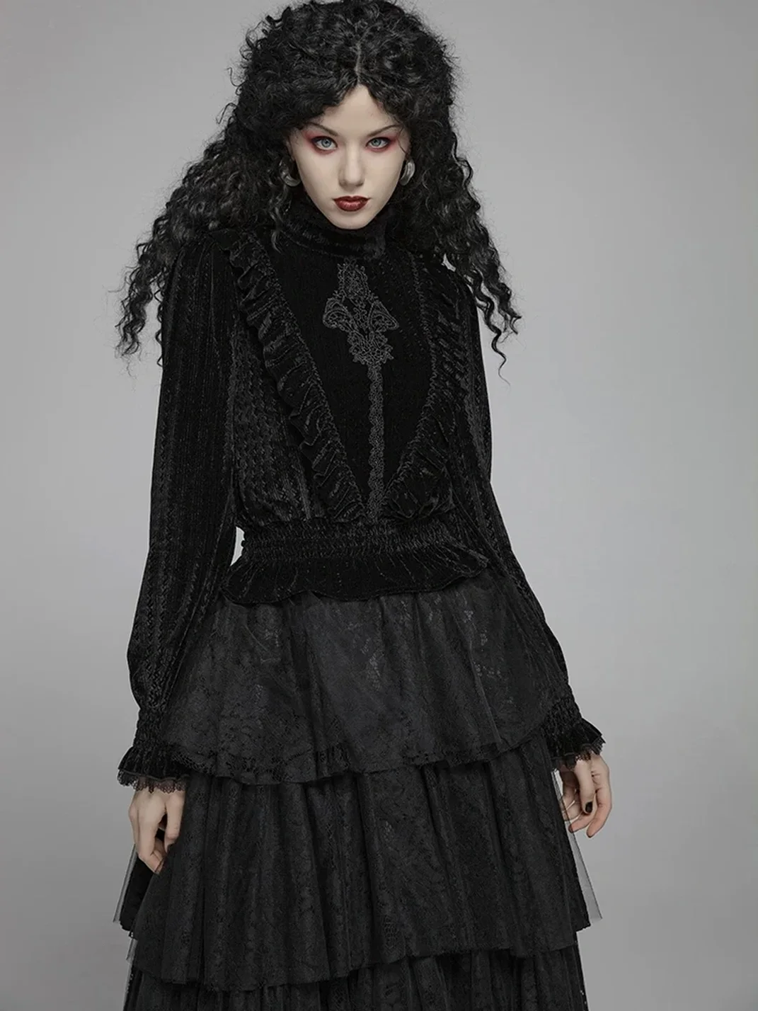 GTLLT | Gothic Textured Velvet Long Sleeve Shirt