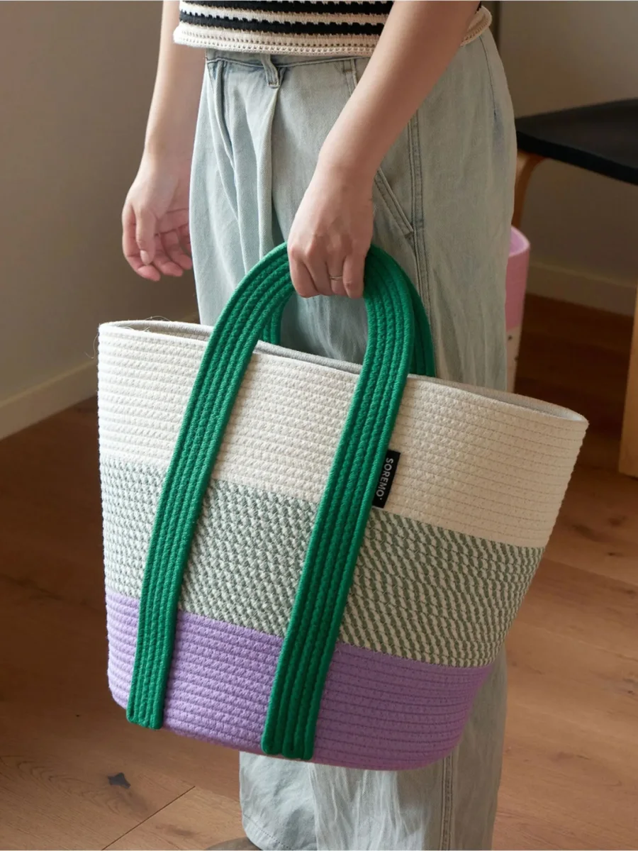 SOREMO | Color Block Woven Laundry Storage Basket - 2