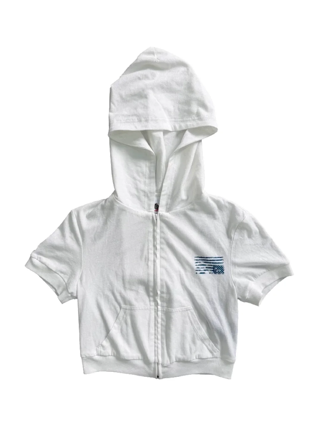 FOURFORTY | Cropped Graphic Short Sleeve Zip Hoodie