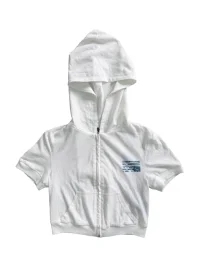 FOURFORTY | Cropped Graphic Short Sleeve Zip Hoodie