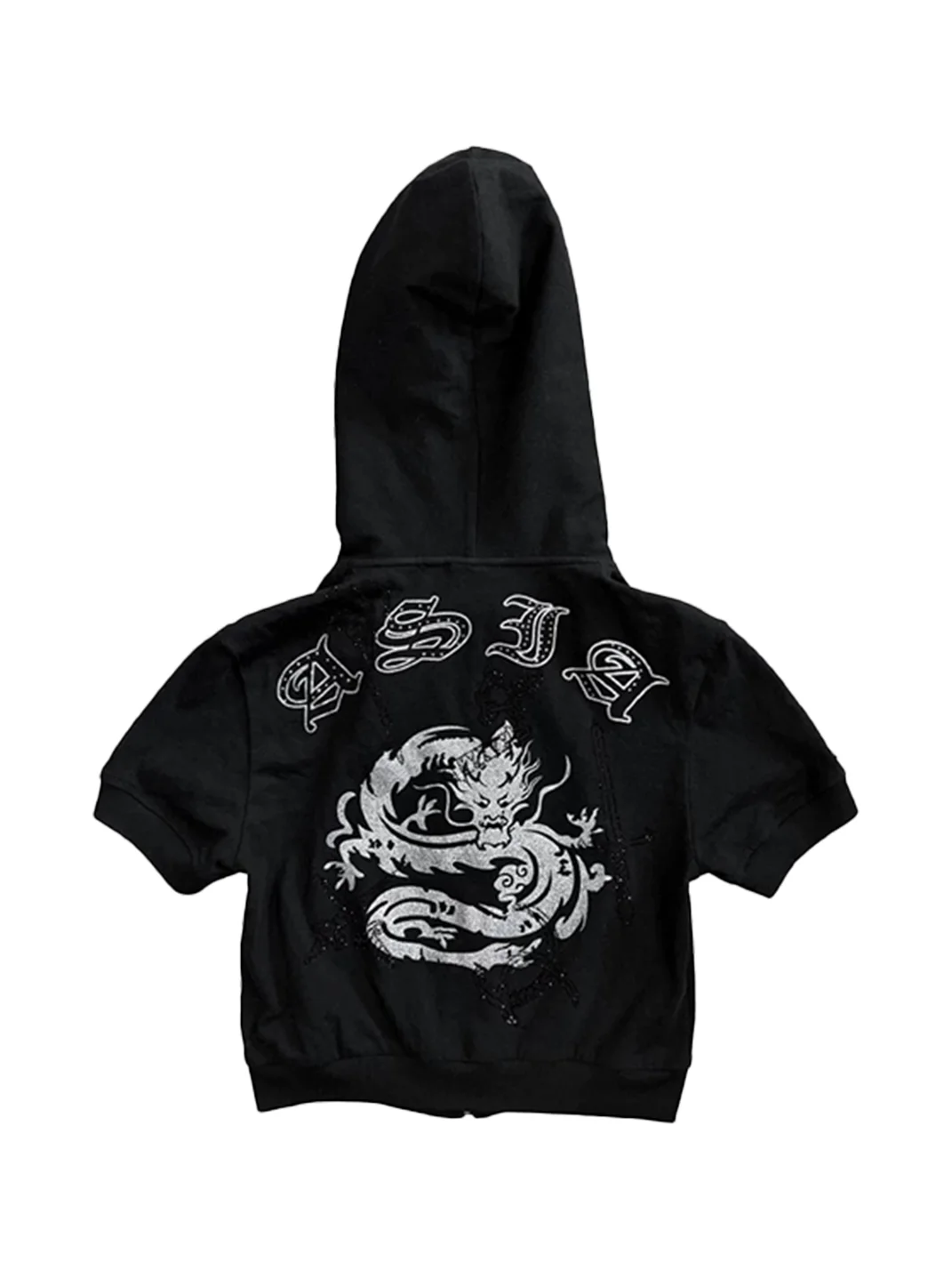FOURFORTY | Cropped Graphic Short Sleeve Zip Hoodie