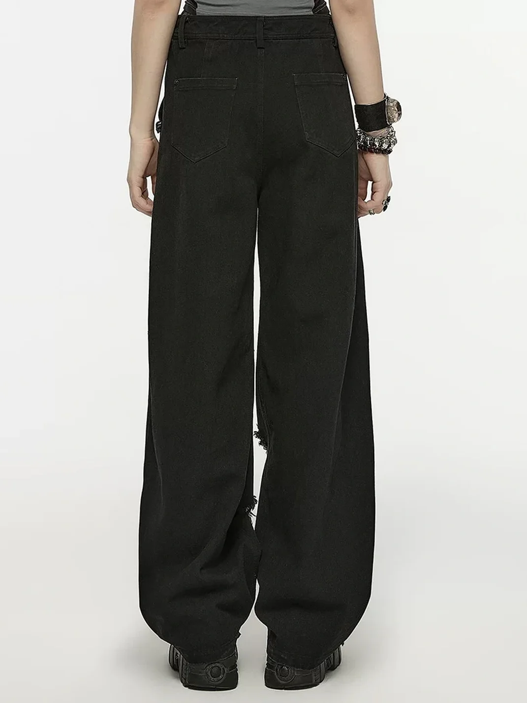 GTLLT | Punk Ripped Wide-Leg Denim Pants