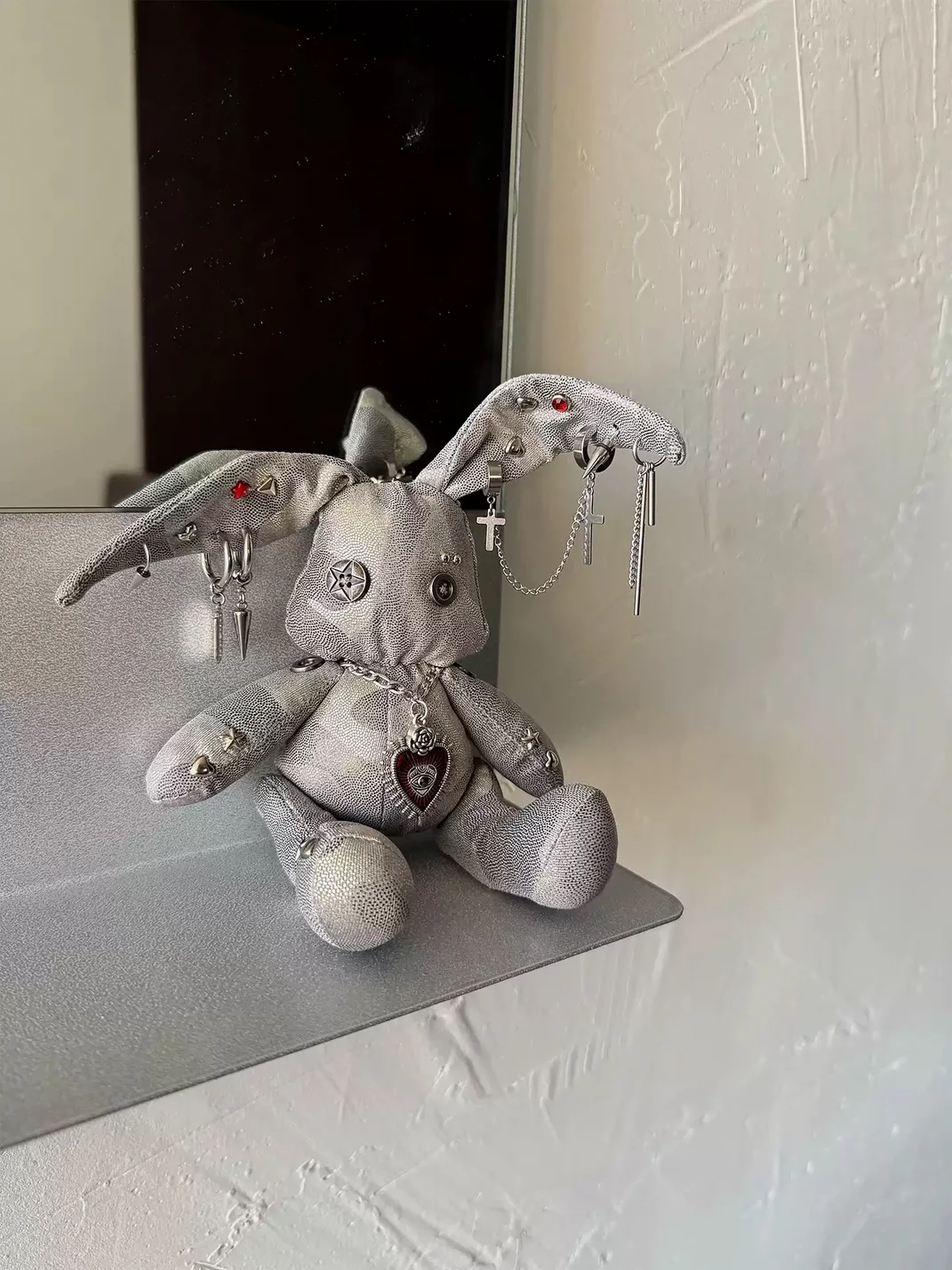 Kuroutaya | Y2K Studded Plush Rabbit Keychain