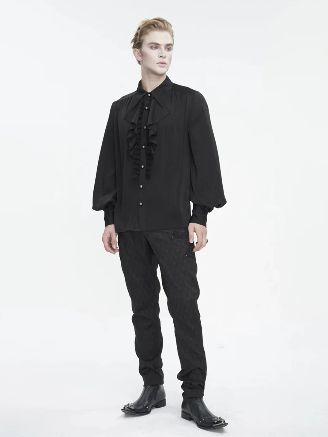 GTLLT | Gothic Striped Ruffle Lantern Sleeve Shirt
