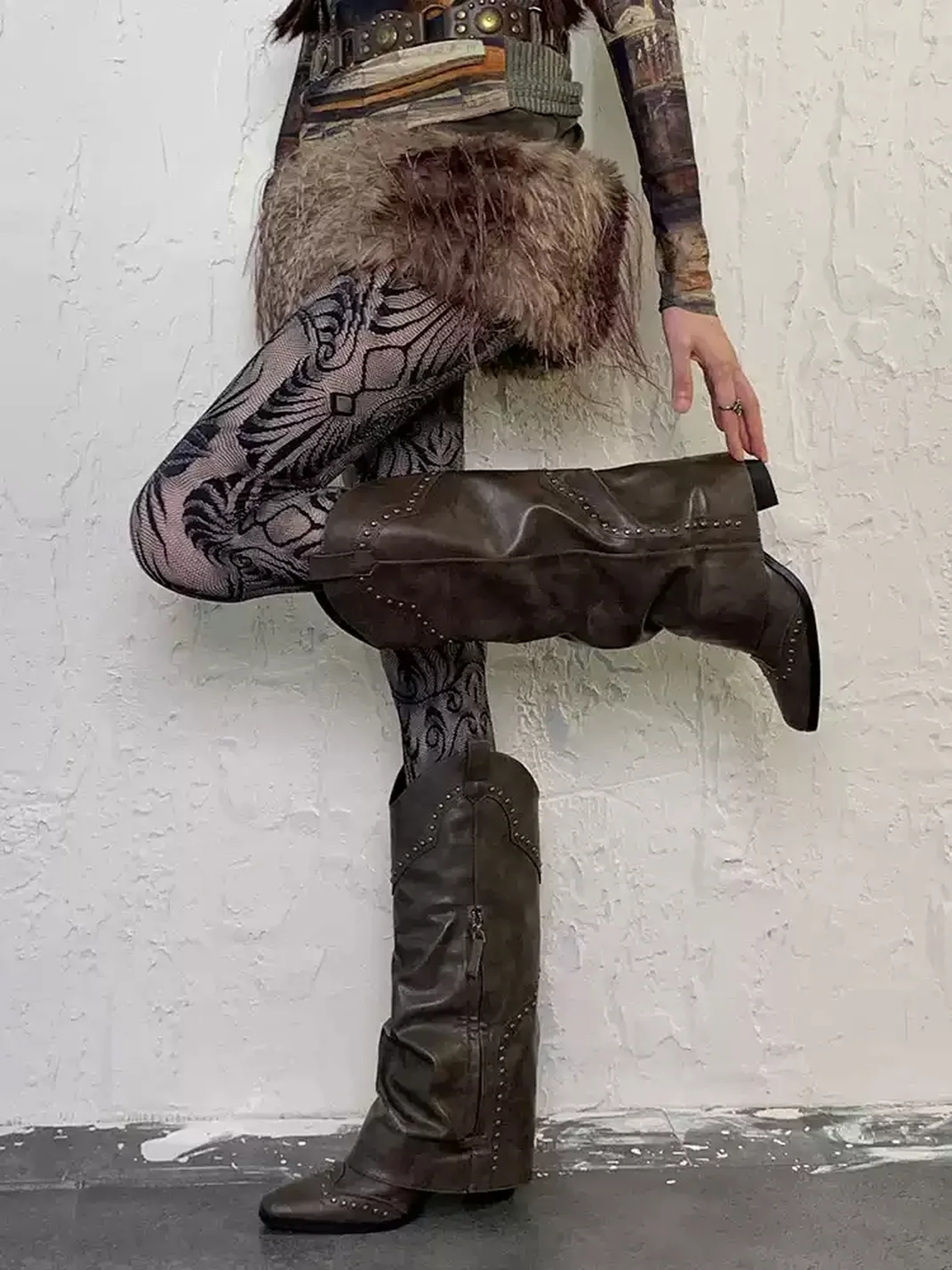 Bokior | Retro Gothic Patterned Mesh Tights