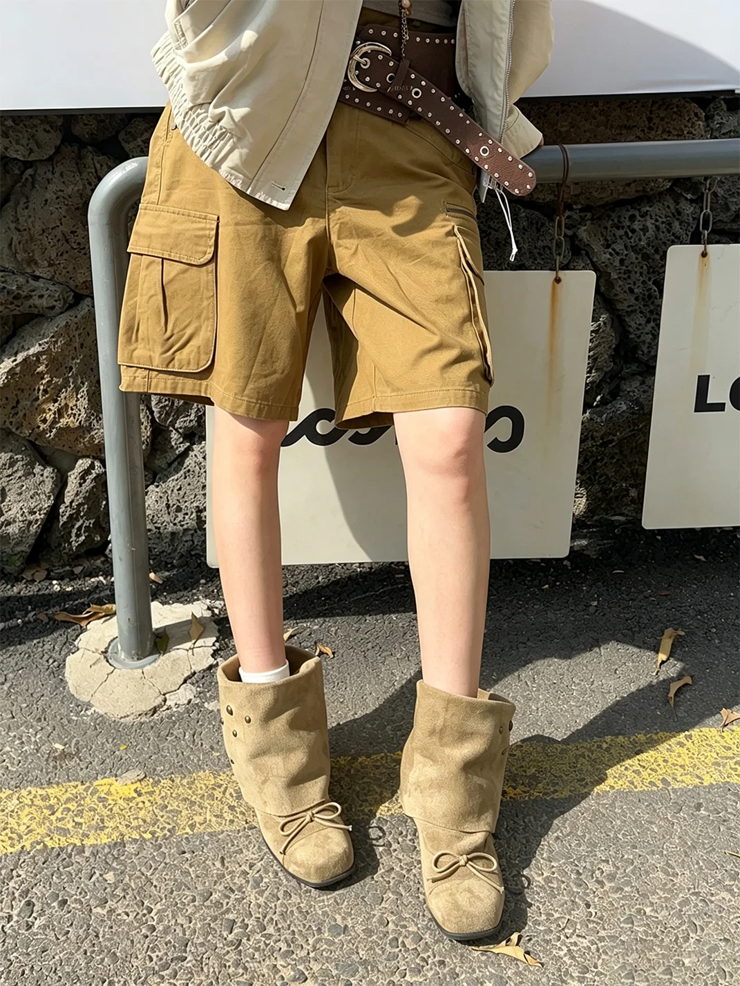 MIAOLV | Studded Bow Slouch Ankle Boots