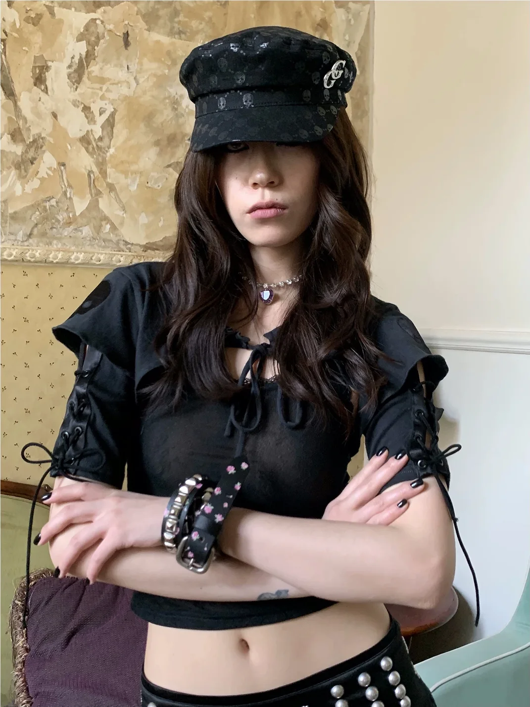 FOURFORTY | Studded Floral Belt