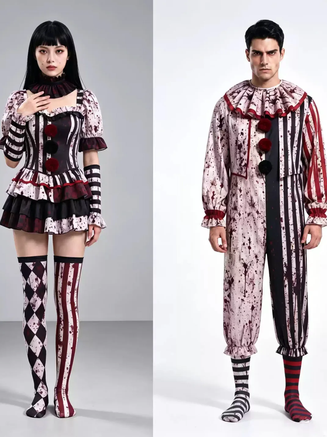 HMCY | Bloodstain Print Clown Couple Costume Set