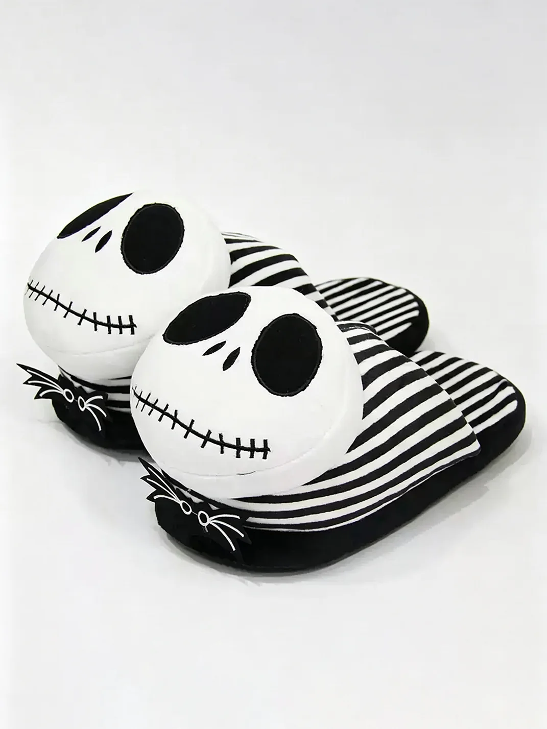 Tacit Choice | Striped Skull Plush Open Toe Slippers