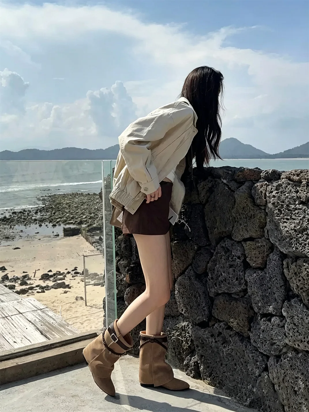 MIAOLV | Pointed-Toe Slouchy Western Mid-Calf Boots
