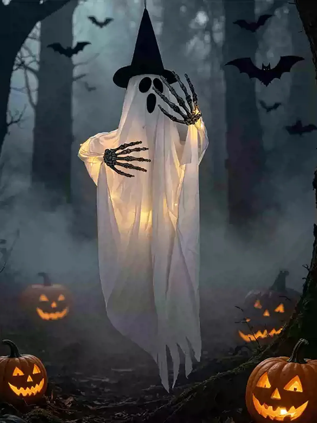 WSJHYC | Lighted Witch Hat Ghost Hanging Decoration