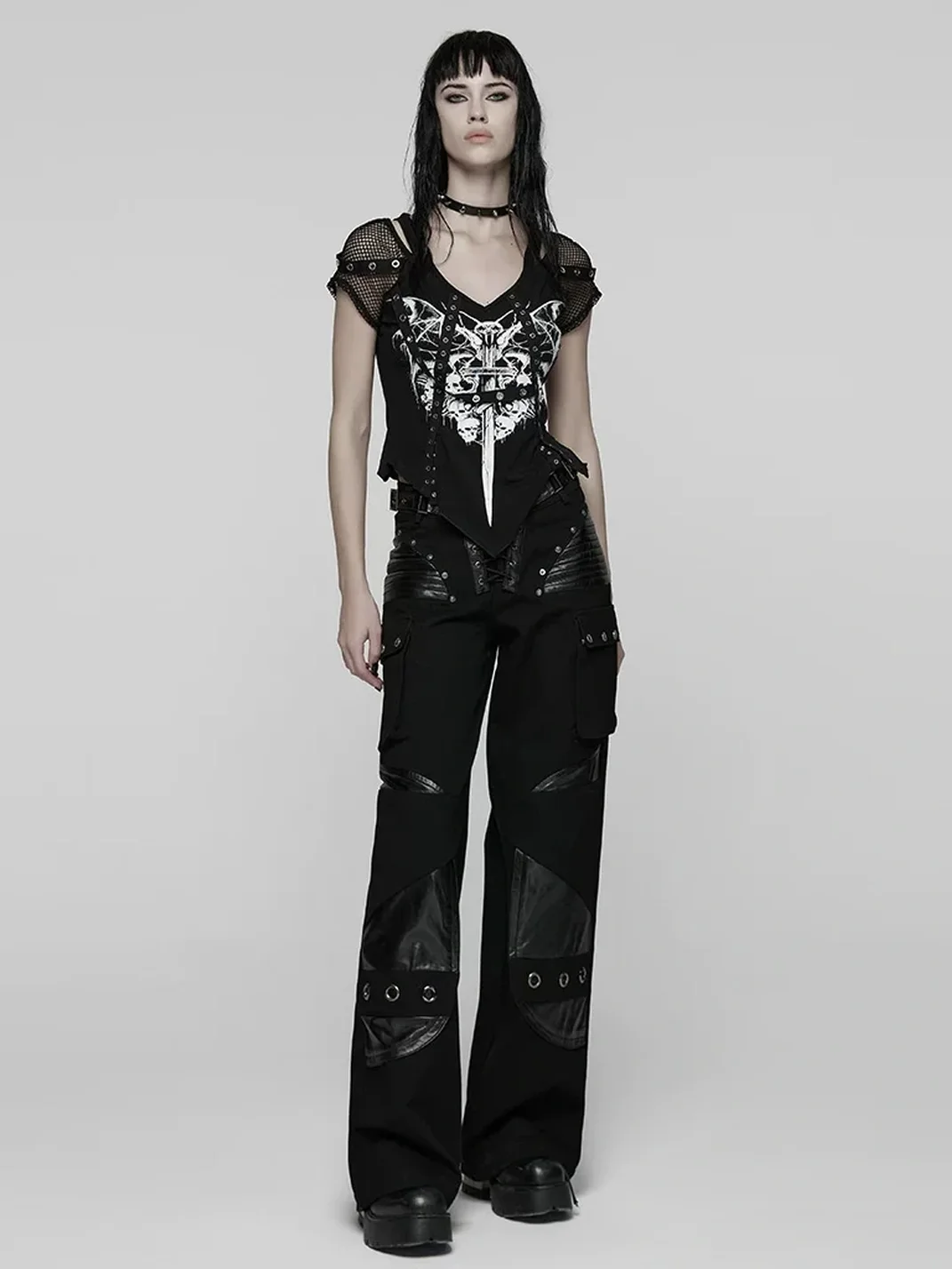 GTLLT | Punk Mesh Shoulder Graphic T-Shirt