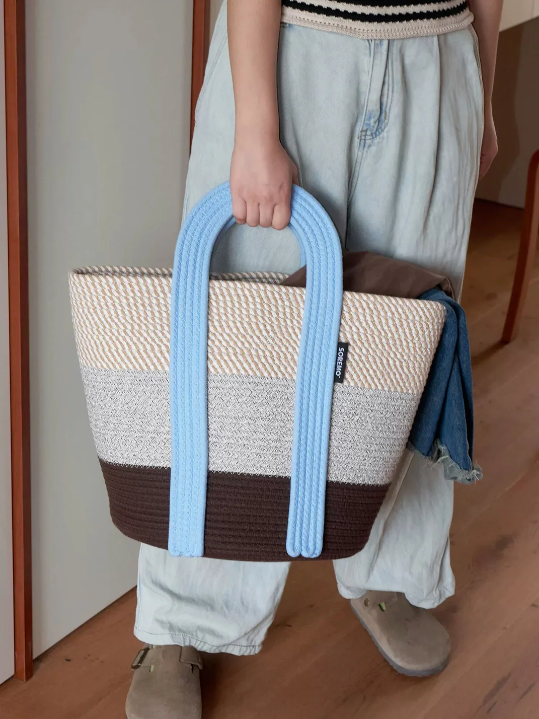 SOREMO | Color Block Woven Laundry Storage Basket