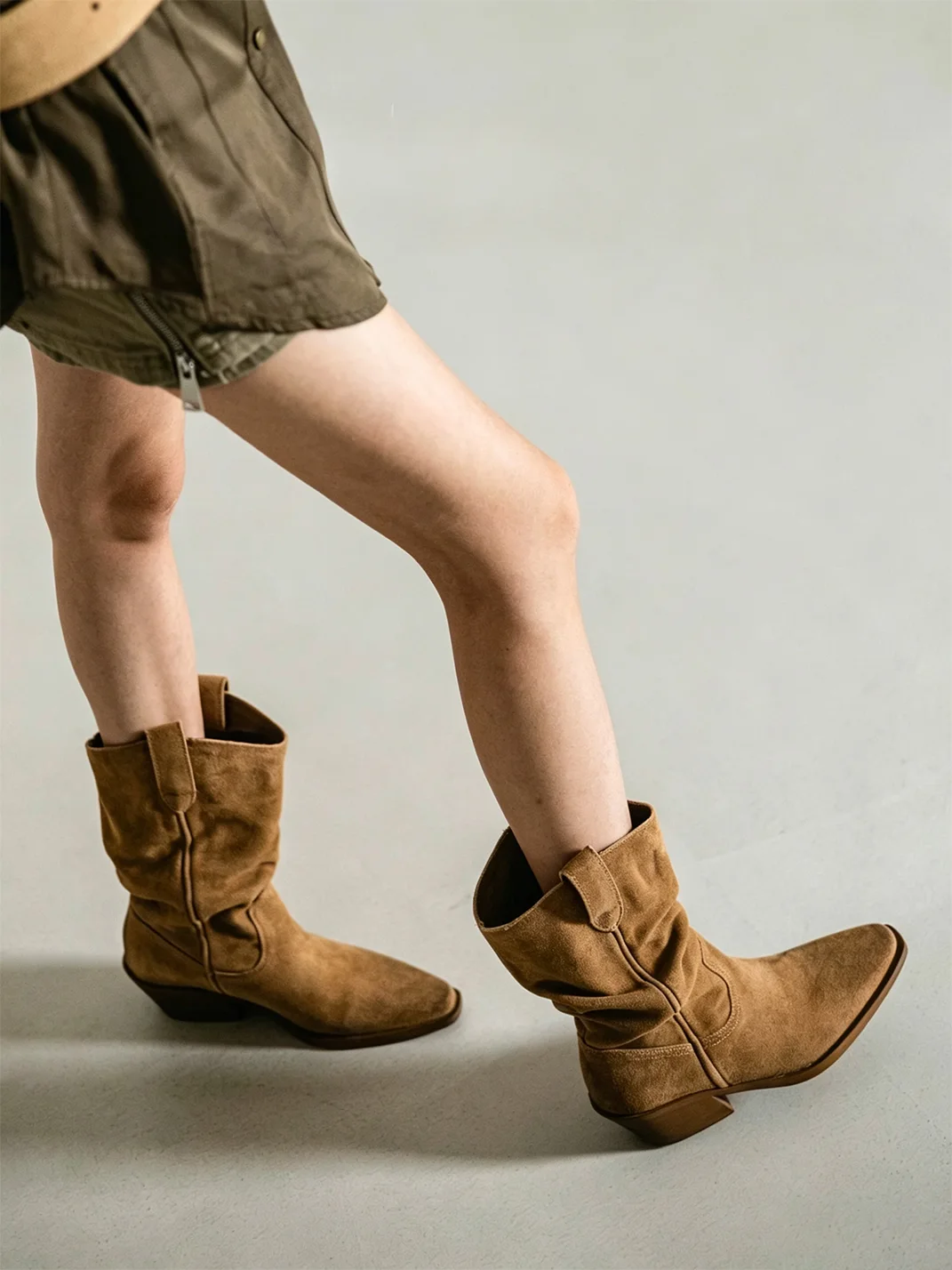 MIAOLV | Women's Pointed Toe Slouchy Western Ankle Boots