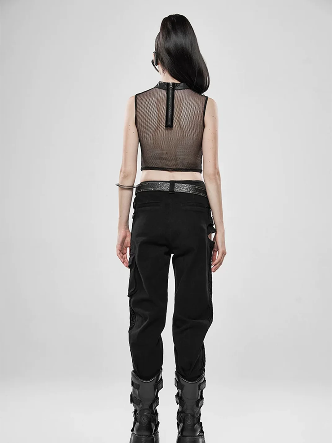 GTLLT | Punk Sleeveless Cropped Mesh Panel Top
