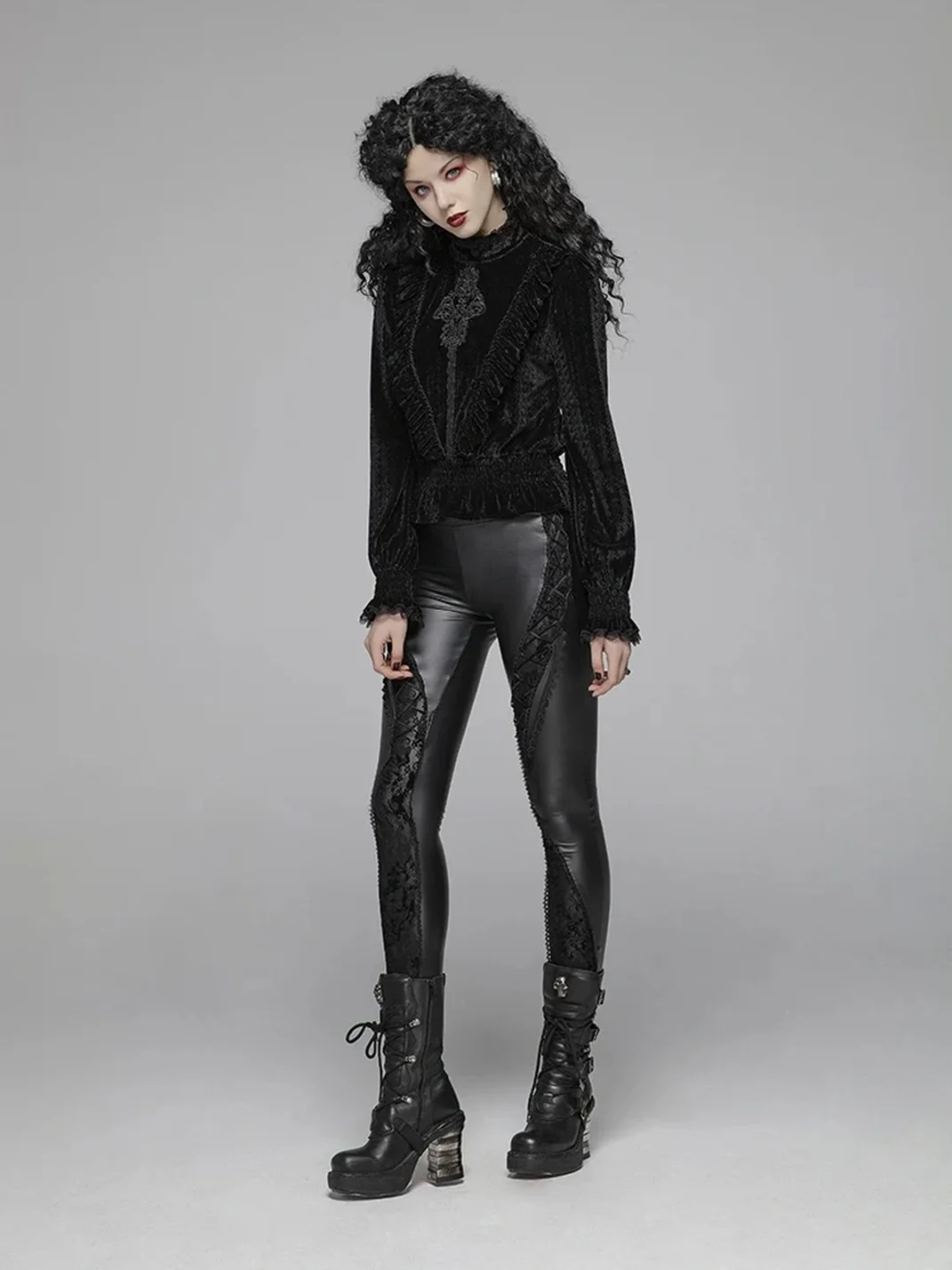 GTLLT | Gothic Textured Velvet Long Sleeve Shirt