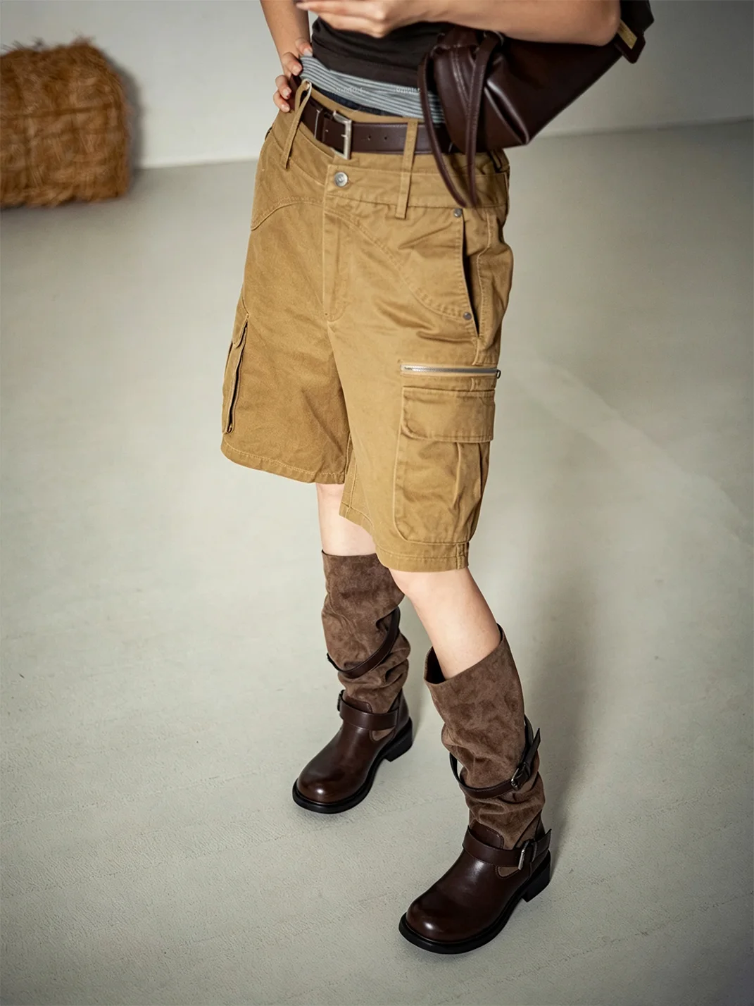 MIAOLV | Retro Buckle Slouchy Rider Boots