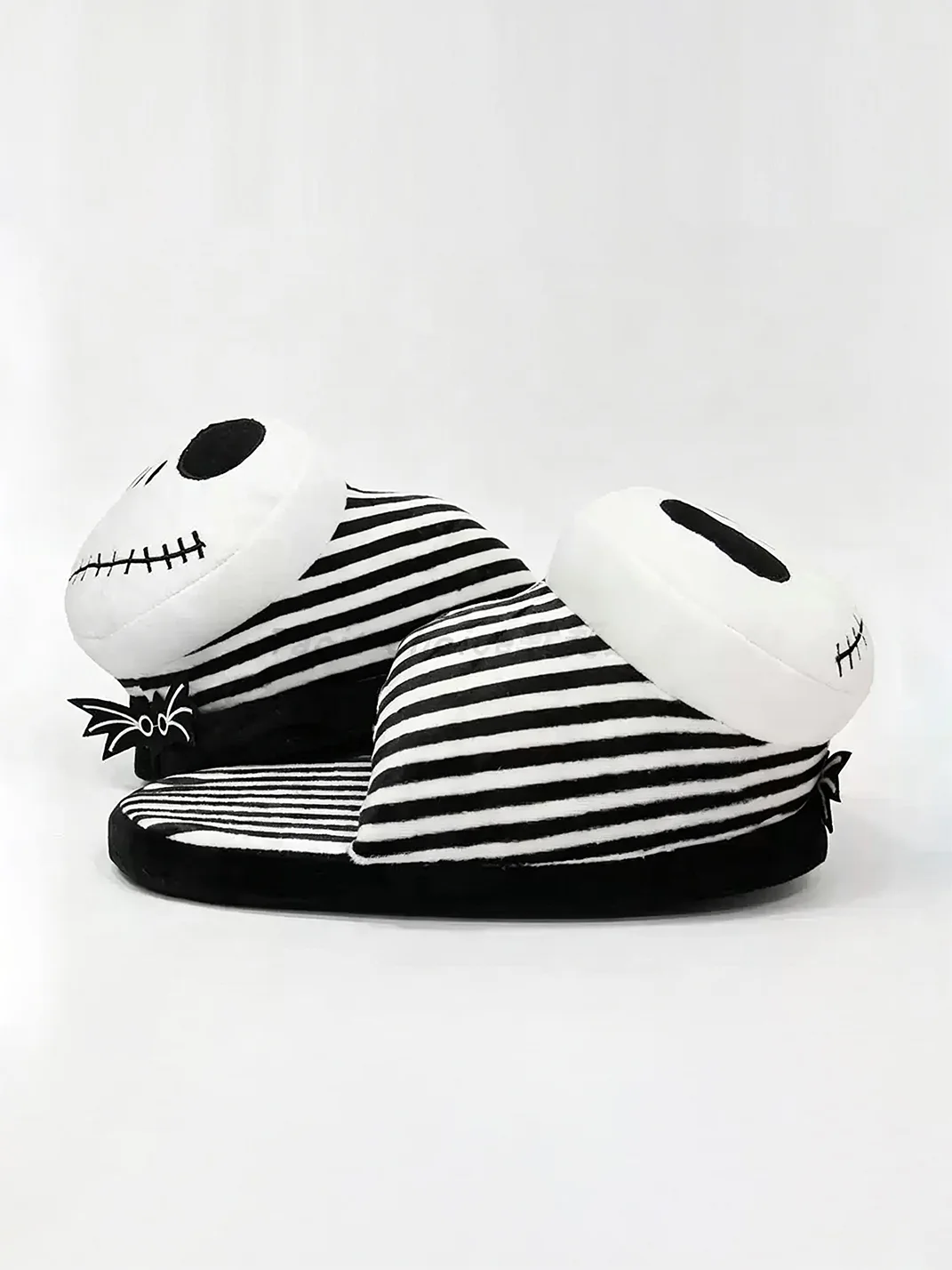 Tacit Choice | Striped Skull Plush Open Toe Slippers