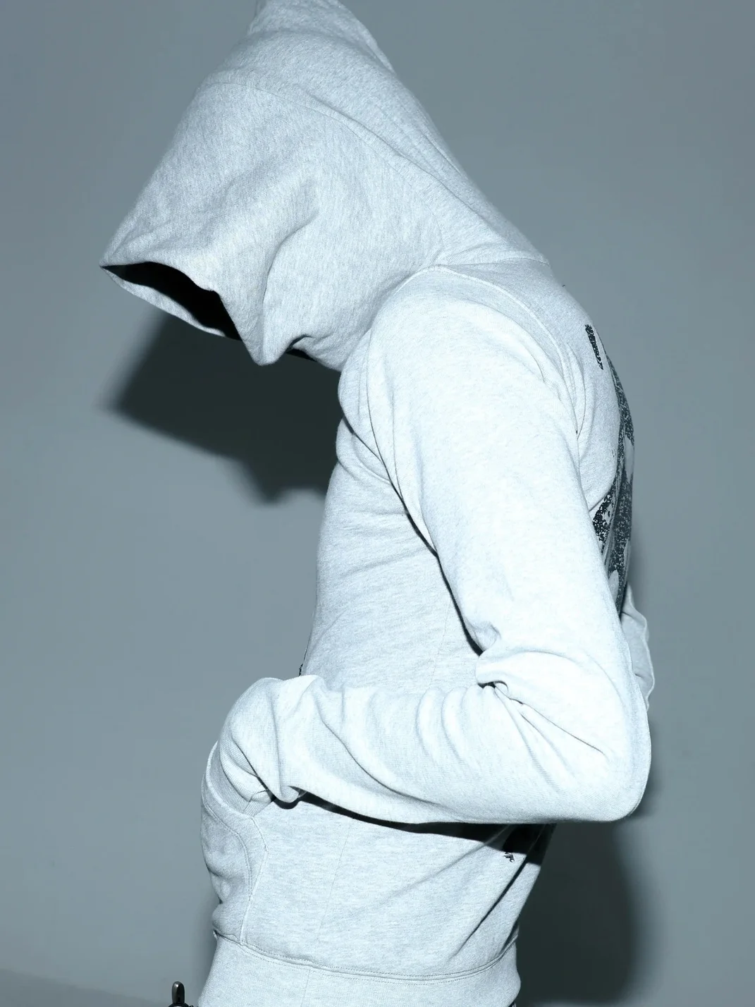 PCCVISION | Skull Print Asymmetric-Zip Hooded Sweatshirt